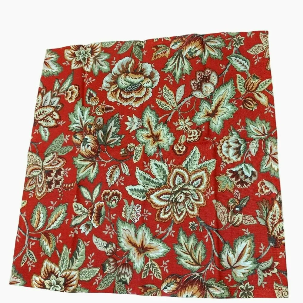 Dwell Studio Red Floral Cotton Napkins, Set of 6 + 1, 19